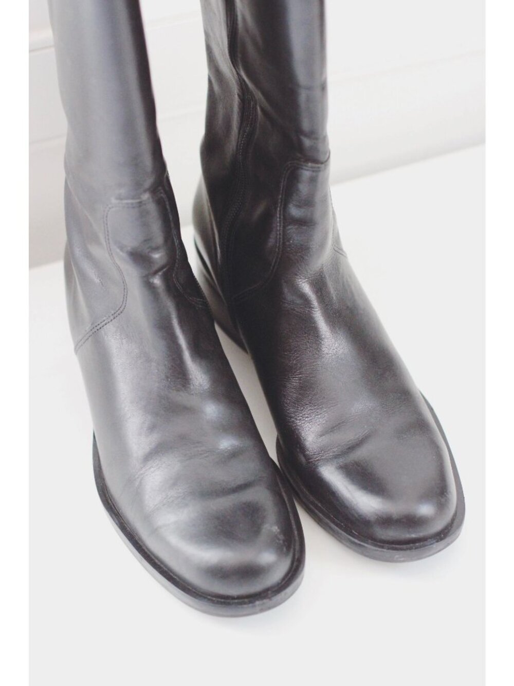 Talbots Leather Knee-High Riding Boots Black 10M Side Zipper Made In Brazil - Picture 4 of 9